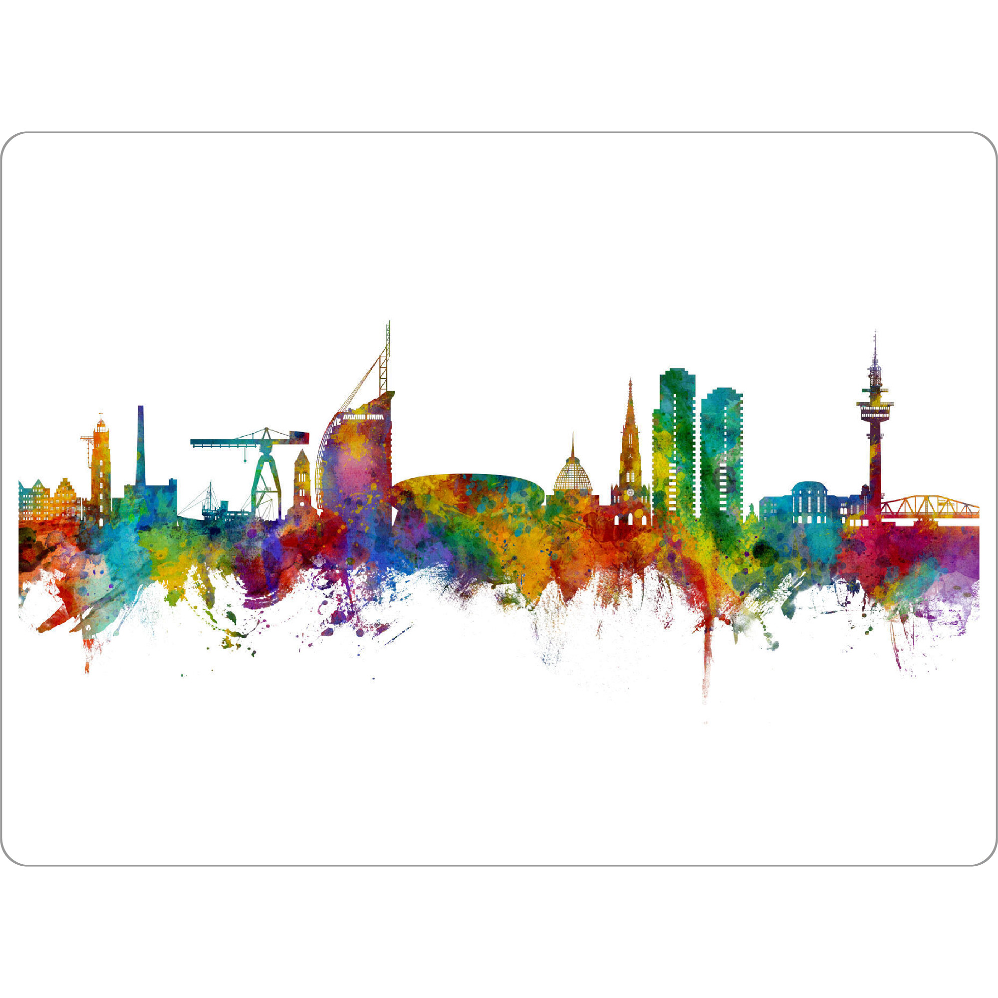 Tischset "Bremerhaven Deutschland Skyline" artboxONE - Städte - Bremerhaven,Deutschland,Deutschlandskyline,Stadtbild,Stadtbild,Aquarell,Malerei