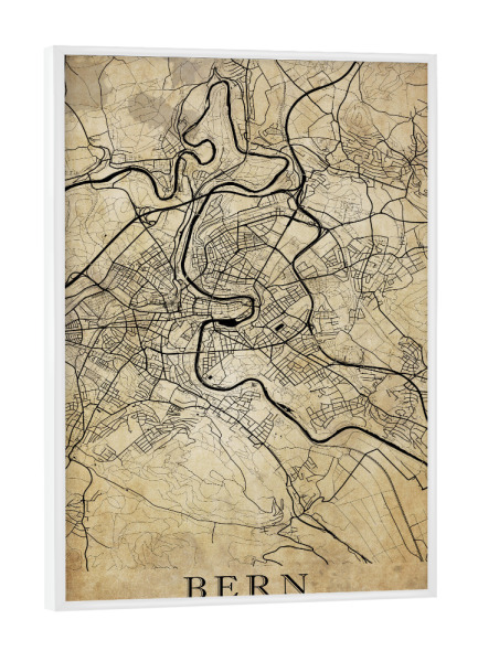 Poster mit weißem Rahmen "Vintage Citymap Bern" artboxONE - Städte