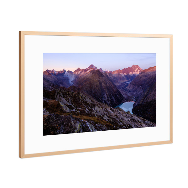 Poster mit Rahmen Kupfer "Sonnenaufgang Grimsel Oberaar" artboxONE - Natur,Reise