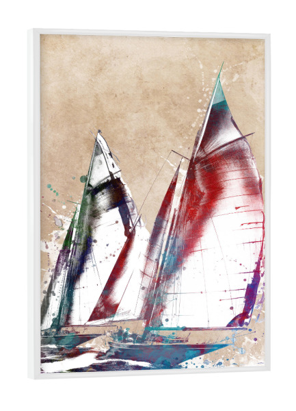 Poster mit weißem Rahmen "Segelboote Sportkunst D" artboxONE - Sport,Sport / Sommerspiele - Segelboot,Boot,Boote,Segeln,Sport,Grafik,Illustration