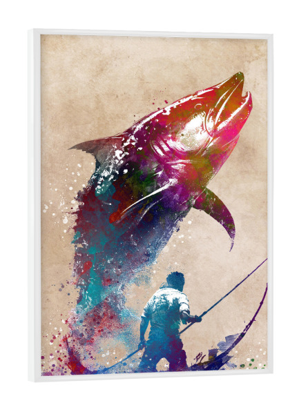 Poster mit weißem Rahmen "Angelsport Kunst A" artboxONE - Sport,Sport / Sommerspiele - Fisch,Fischer,Angeln,Sport,Grafik