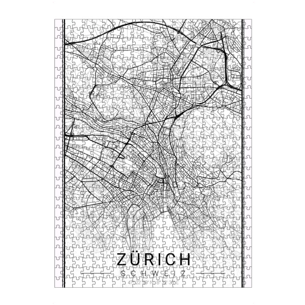 artboxONE Puzzle "Züri City Map" artboxONE - Schwarzweiß,Städte / Zürich,Kartografie