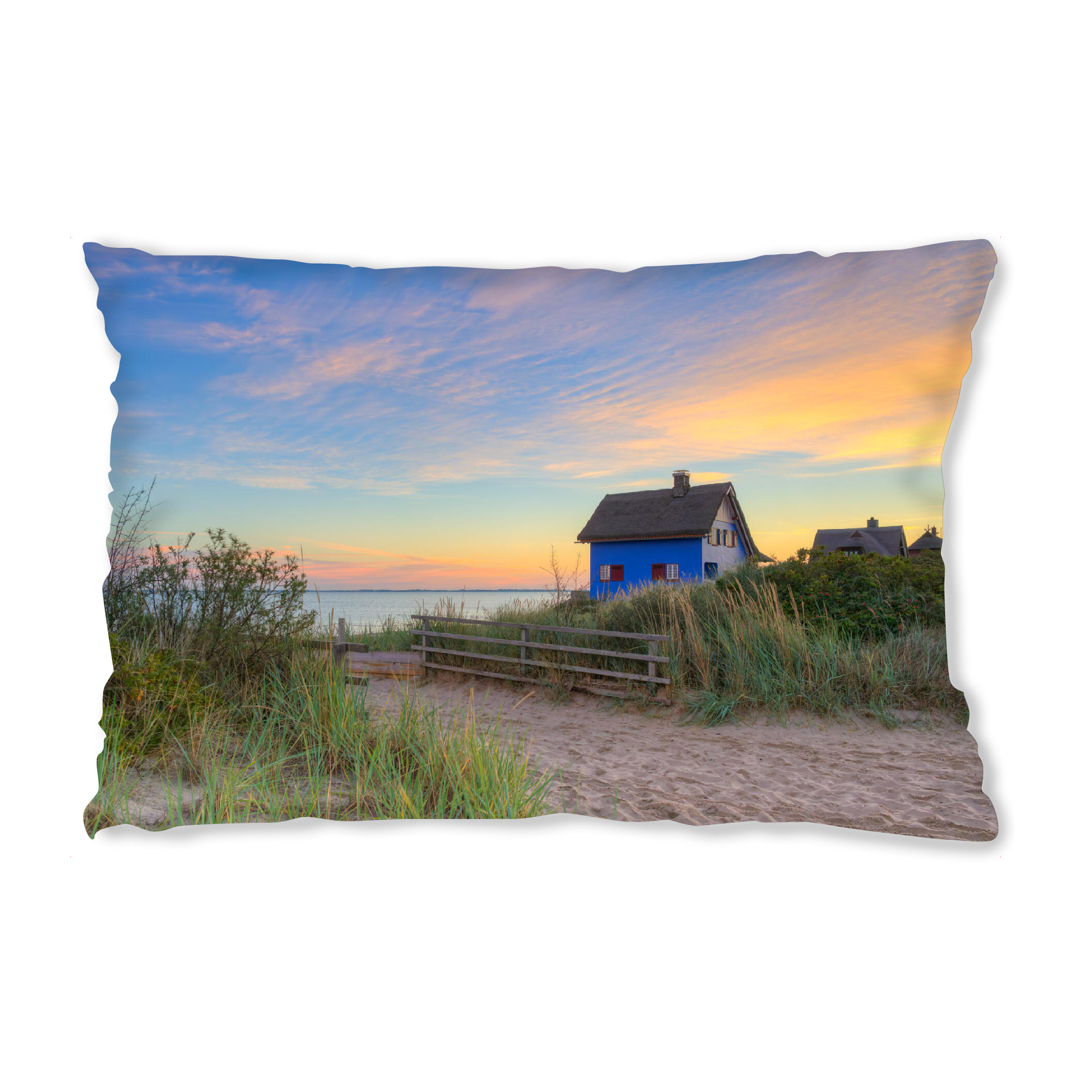 Design-Kissen "Blaues Haus in Heiligenhafen" artboxONE - Reise,Architektur,Reise / Strand und Meer