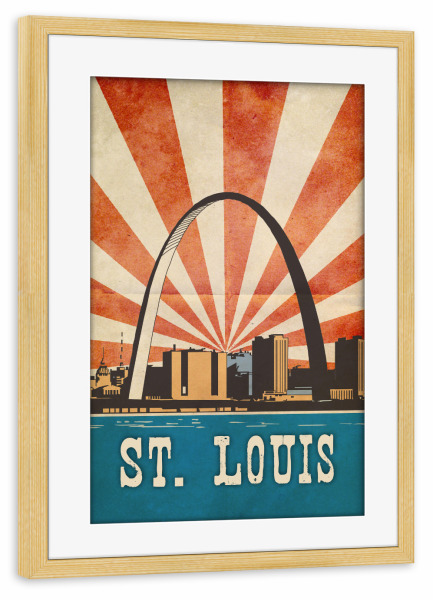 Poster mit Rahmen kiefer "St. Louis vintage" artboxONE - Städte,Reise,Architektur,Reise / Länder