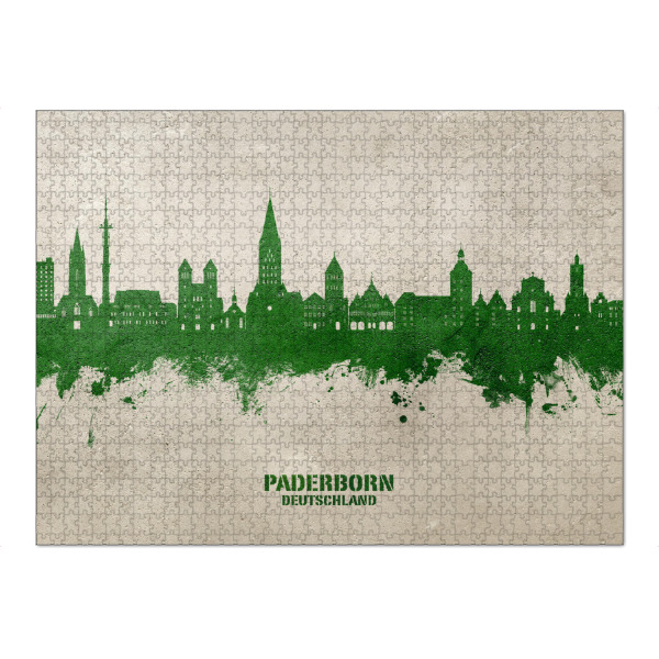 Puzzle Ravensburger "Paderborn Skyline PaintGreen" artboxONE - Städte - Paderborn,Deutschland,Deutschlandskyline,Stadtbild,Stadtbild,Aquarell,Malerei