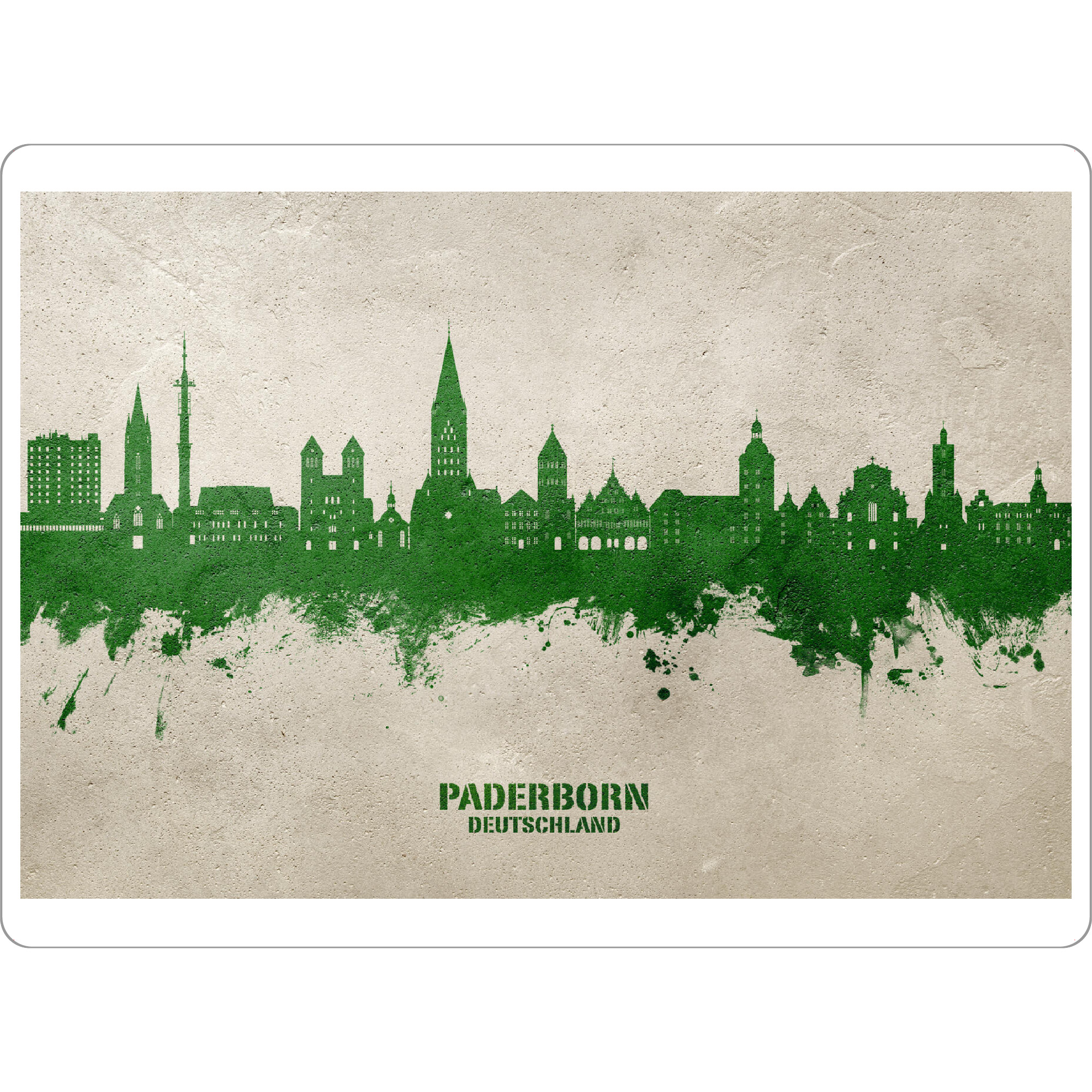 Tischset "Paderborn Skyline PaintGreen" artboxONE - Städte - Paderborn,Deutschland,Deutschlandskyline,Stadtbild,Stadtbild,Aquarell,Malerei