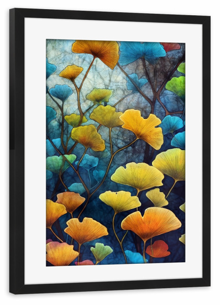 Poster mit Rahmen schwarz "Ginko Biloba M" artboxONE - Natur,Floral - Ginkgo,Biloba,Ginkgo biloba,Baum,Wald,Blätter,Natur
