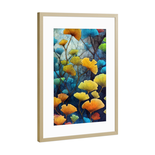 Poster mit Rahmen Gold "Ginko Biloba M" artboxONE - Natur,Floral - Ginkgo,Biloba,Ginkgo biloba,Baum,Wald,Blätter,Natur