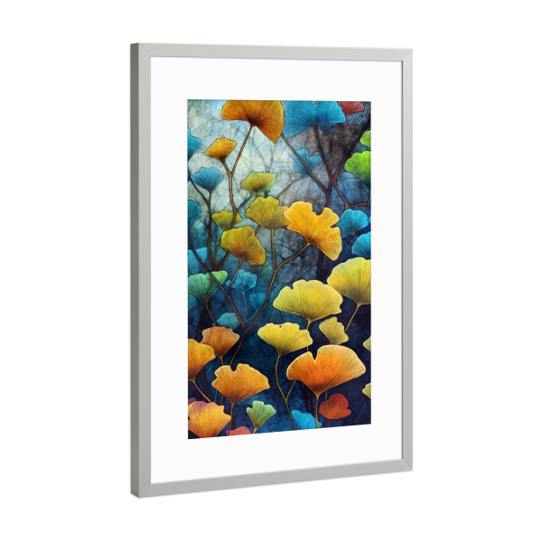 Poster mit Rahmen Silber "Ginko Biloba M" artboxONE - Natur,Floral - Ginkgo,Biloba,Ginkgo biloba,Baum,Wald,Blätter,Natur