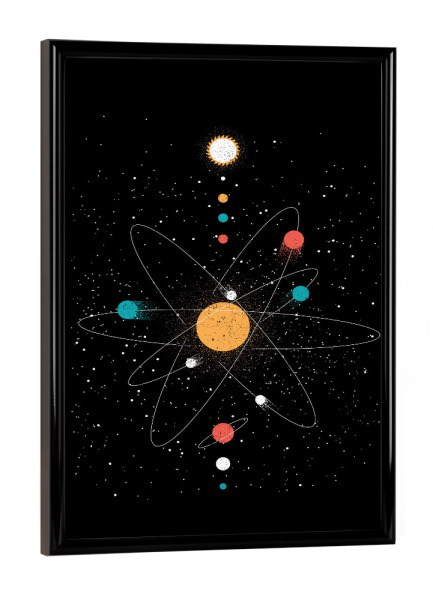 Poster mit schwarzem Rahmen "Atomuniversum minimalistisch" artboxONE - Galaxy