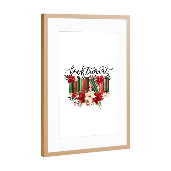 Poster mit Rahmen Kupfer "Booktrovert-Weihnachtsdesigns" artboxONE - Floral,Fashion,Weihnachten,Buchstaben,Festivals