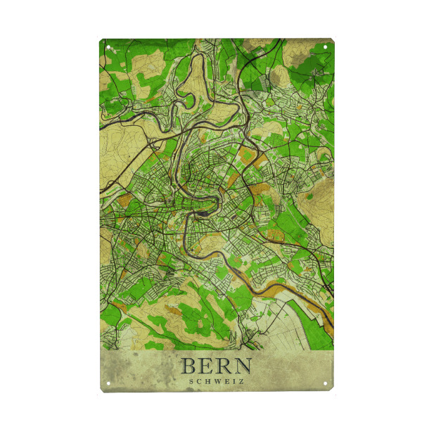 Holzbild "Vintage City Map Bern" artboxONE - Städte