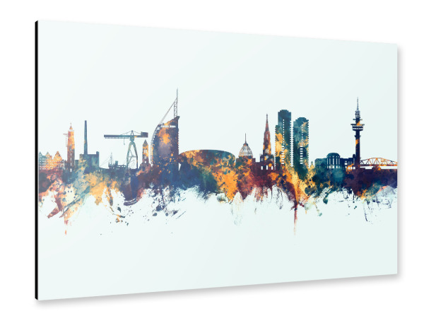 Alu-Dibond "Bremerhavener Skyline Winter" 30x20 cm artboxONE