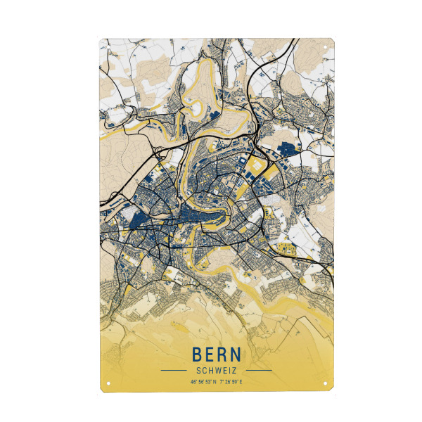 Metall Poster "Citykarte Stadt Bern" artboxONE - Städte