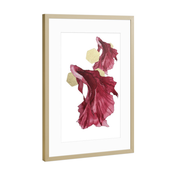 Poster mit Rahmen Gold "Red bettas" artboxONE - Tiere,Abstrakt,Unterwasser,Für Mama