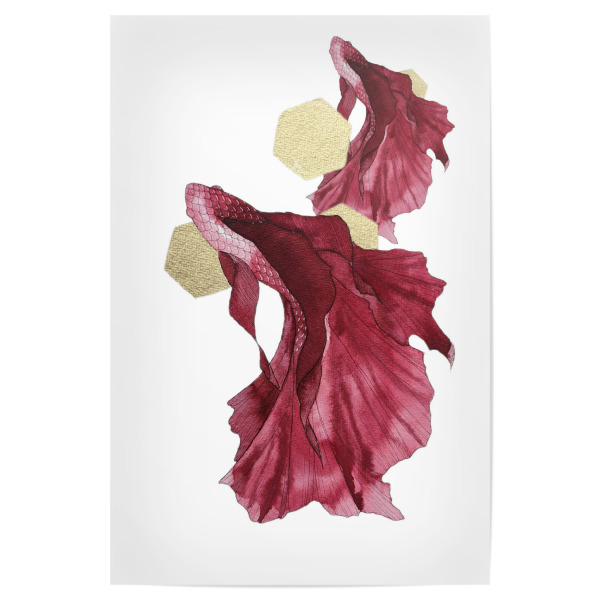 Poster "Red bettas" artboxONE - Tiere,Abstrakt,Unterwasser,Für Mama