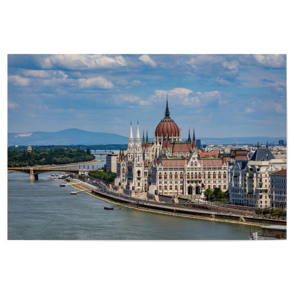 Poster "Die blaue Donau in Budapest" artboxONE - Reise,Architektur,Städte / Budapest - Budapest,Parlament,Ungarn,Donau,Buda,Pest