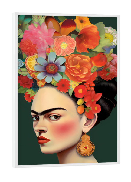 Poster mit weißem Rahmen "Frida Kahlo colorful" artboxONE - Floral,Menschen,Fashion