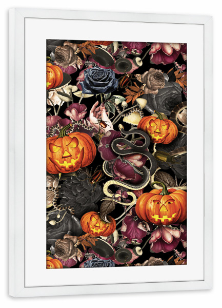 Poster mit Rahmen weiß "Halloween-Garten" artboxONE - Natur,Floral,Halloween