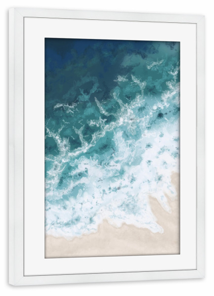 Poster mit Rahmen weiß "Rushing Seashore" artboxONE - Natur,Reise / Strand und Meer