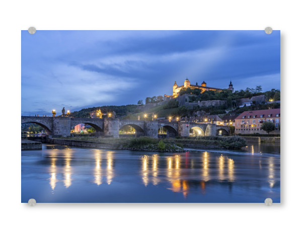 Acrylglasbild "Würzburg bei Nacht" artboxONE - Städte / Weitere - Bayern,Würzburg,Deutschland,Germany,Wuerzburg,Festung,Marienberg,Main,Burg