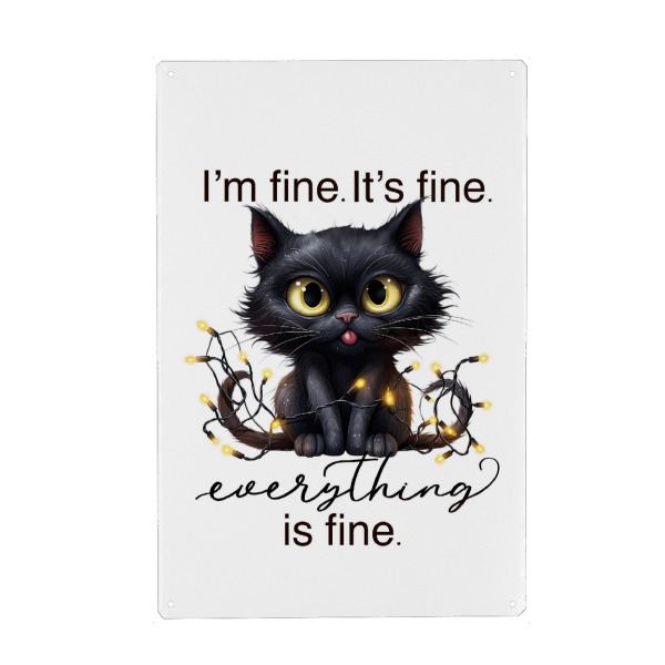 Holzbild "Katze mit Weihnachtsbeleuchtung" artboxONE - Tiere,Weihnachten,Buchstaben,Lustig