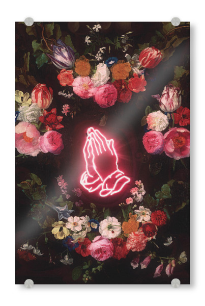 Acrylglasbild "Praying For Flowers" artboxONE - Floral - Pop art,Modern art,Contemporary art,Vintage,Retro,Neon,Blumen,Floral,Beten