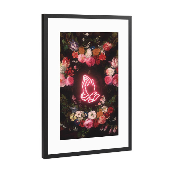 Poster mit Rahmen Schwarz (Metallic) "Praying For Flowers" artboxONE - Floral