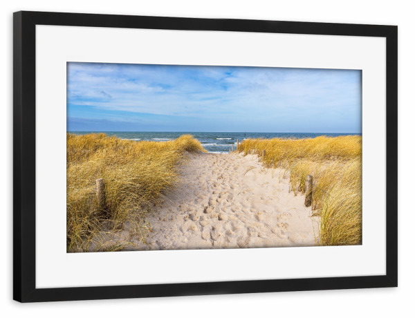 Poster mit Rahmen schwarz "Strandaufgang, Düne, Ostsee" artboxONE - Natur,Reise,Reise / Strand und Meer