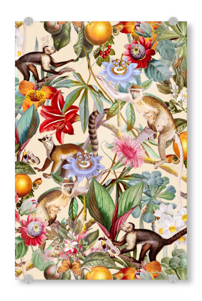 Acrylglasbild "Animal and Floral Pattern" artboxONE - Natur,Floral,Tiere