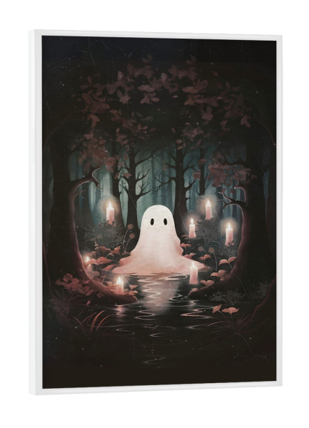 Poster mit weißem Rahmen "Geist und Kerzen" artboxONE - Halloween - Halloween,Geist,Kerzen,Süßes oder saures,Horror,Natur