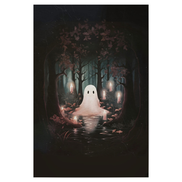 Poster 30x20 cm "Geist und Kerzen" artboxONE - Halloween - Halloween,Geist,Kerzen,Süßes oder saures,Horror,Natur