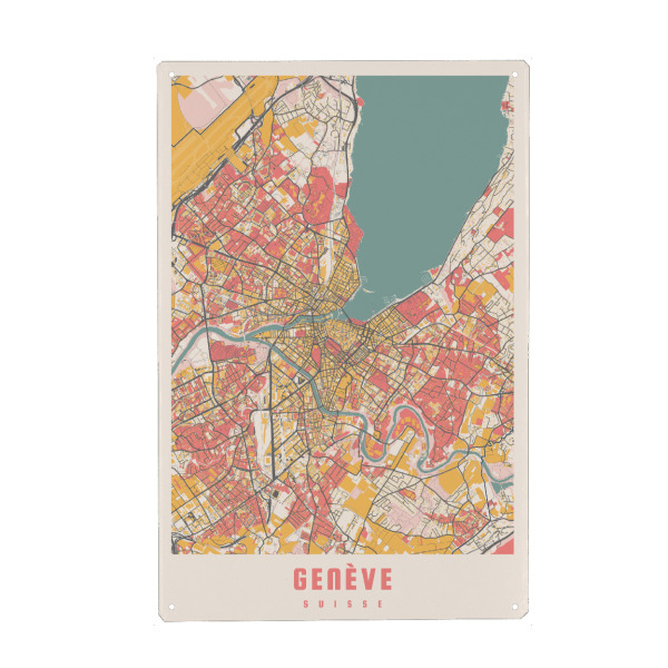 Holzbild "Genève Citymap" artboxONE - Städte,Kartografie