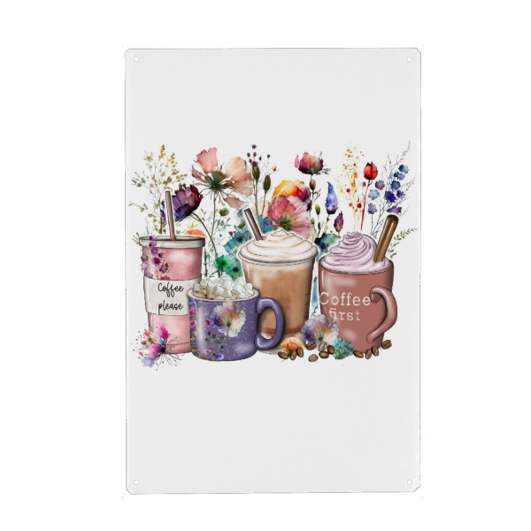 Holzbild "Frühlings-Wildblumen-Kaffeetassen" artboxONE - Floral,Essen & Trinken,Fashion,Für Mama,Lustig