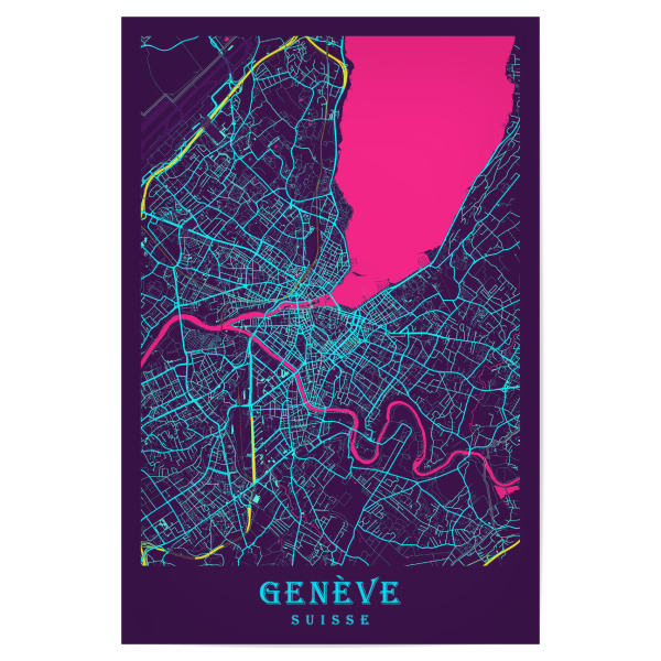 Poster 30x20 cm "Karte von Genève" artboxONE - Städte