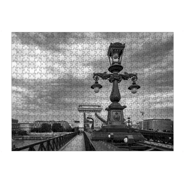 artboxONE Puzzle "Die Laternen der Kettenbrücke" artboxONE - Schwarzweiß,Architektur,Städte / Budapest