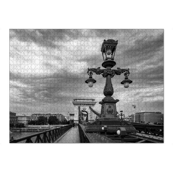 Puzzle Ravensburger "Die Laternen der Kettenbrücke" artboxONE - Schwarzweiß,Architektur,Städte / Budapest