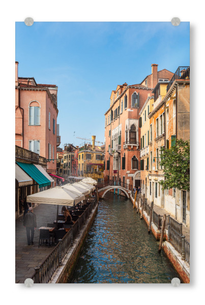Acrylglasbild "Kanal, Restaurant, Häuser" artboxONE - Reise,Architektur,Städte / Venedig,Reise / Länder