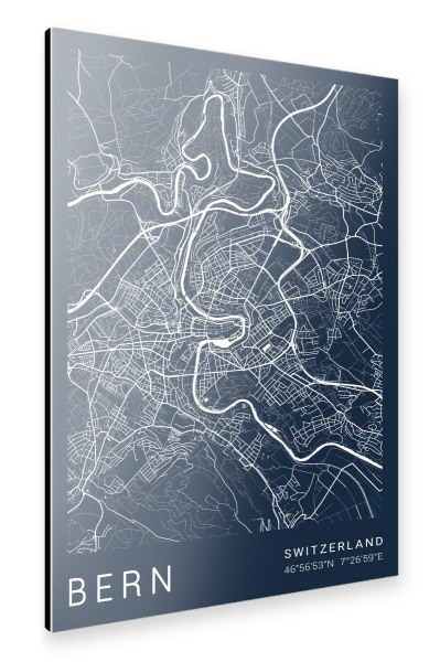 Alu-Dibond "Stadtkarte von Bern" 30x20 cm artboxONE