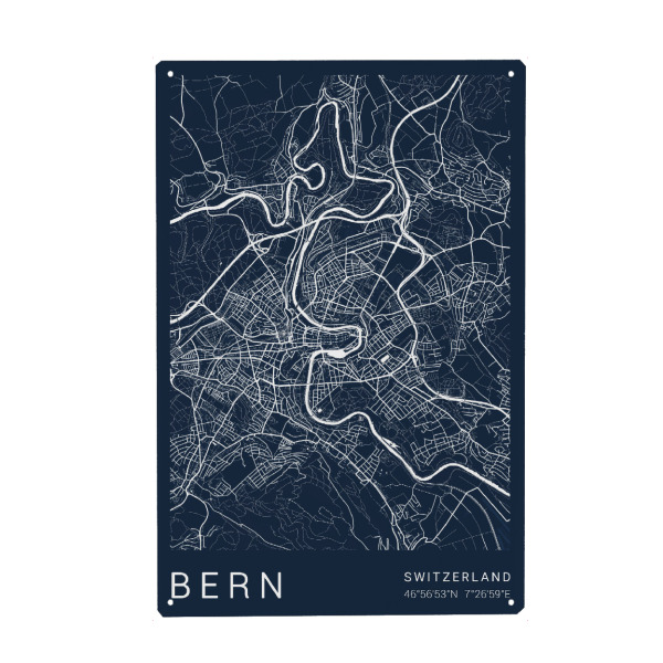 Metall Poster "Stadtkarte von Bern" artboxONE - Städte
