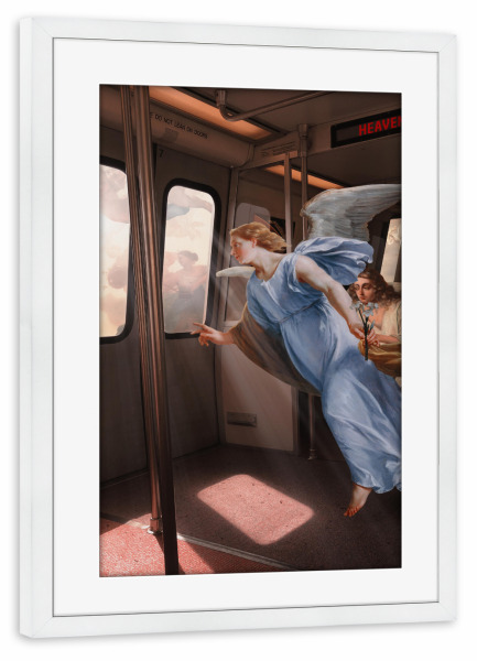 Poster mit Rahmen weiß "Letzte Station im Himmel" artboxONE - Menschen,Fiktion,Lustig