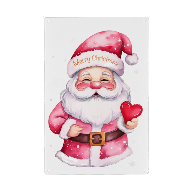 Metall Poster "Pink Santa Claus" artboxONE - Typografie,Menschen,Weihnachten