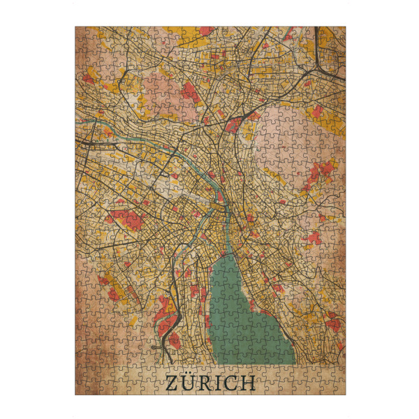 artboxONE Puzzle "Vintage City Zürich Map" artboxONE - Städte / Zürich,Kartografie