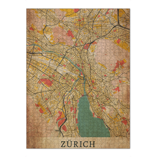 Puzzle Ravensburger "Vintage City Zürich Map" artboxONE - Städte / Zürich,Kartografie