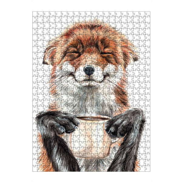 Puzzle Ravensburger "Morgenfuchs" artboxONE - Tiere,Essen & Trinken,Lustig - Tiere,Wald,Fuchs,Niedlich,Humor,Lustig,Kaffee,Getränke - Bild tiere