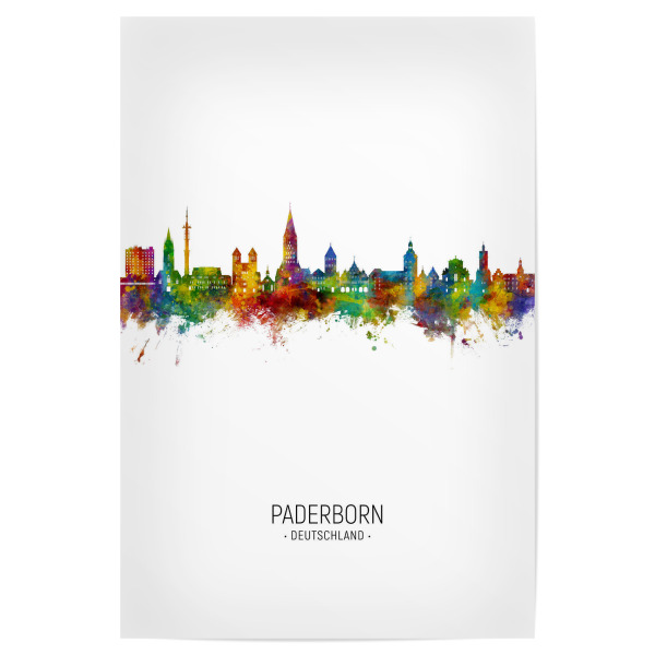 Poster 30x20 cm "Paderborner Skyline-Portrait" artboxONE - Städte - Paderborn,Deutschland,Deutschlandskyline,Stadtbild,Stadtbild,Aquarell,Malerei