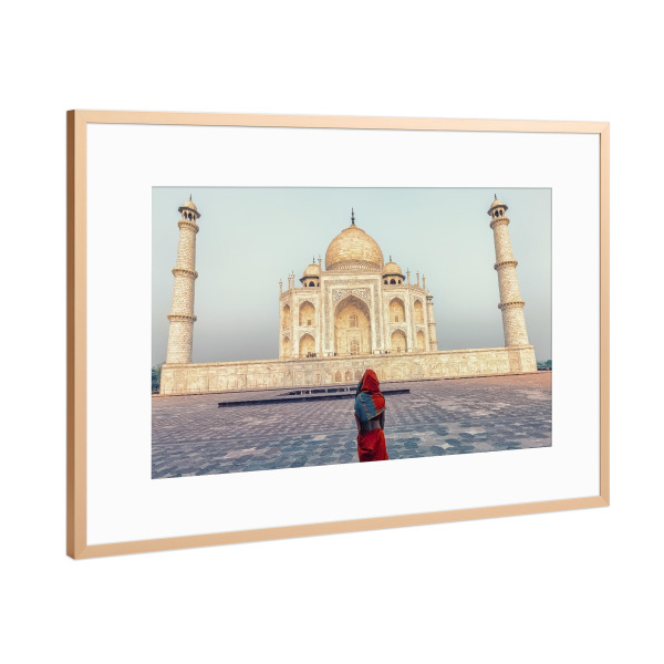 Poster mit Rahmen Kupfer "Betrachtung des Taj Mahal" artboxONE - Reise,Architektur,Reise / Asien,Reise / Länder,Städte / Weitere