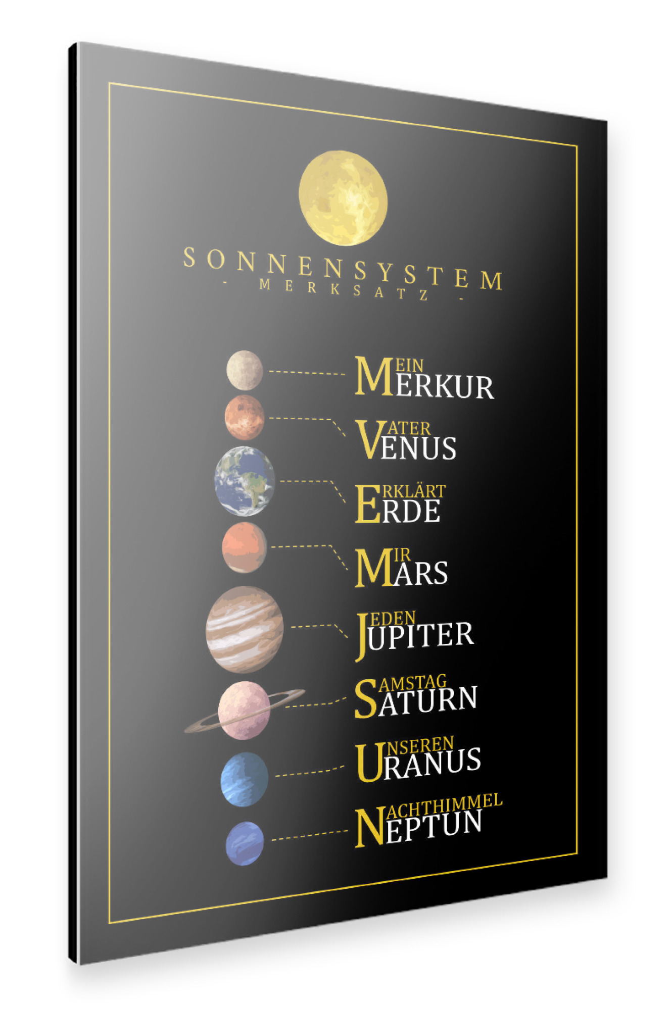 Alu-Dibond "Unser Sonnensystem - Merksatz" 75x50 cm artboxONE