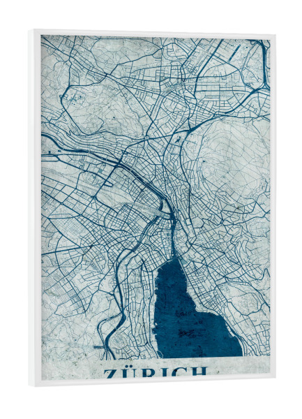 Poster mit weißem Rahmen "Zürich City Map Vintage Love" artboxONE - Städte / Zürich,Kartografie