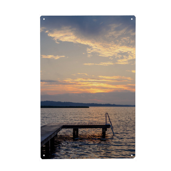 Holzbild "Badesteg im Sonnenaufgang" artboxONE - Natur,Reise,Architektur